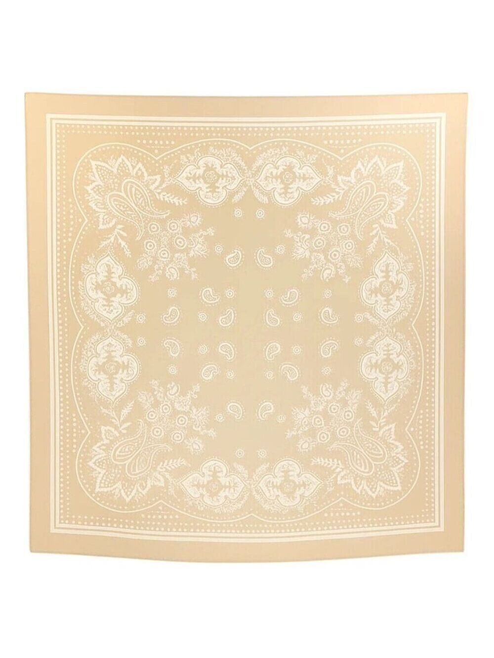 Beige White Paisley Square Scarf Wild Rag Bandana Print Satin Neck Head Wrap 27